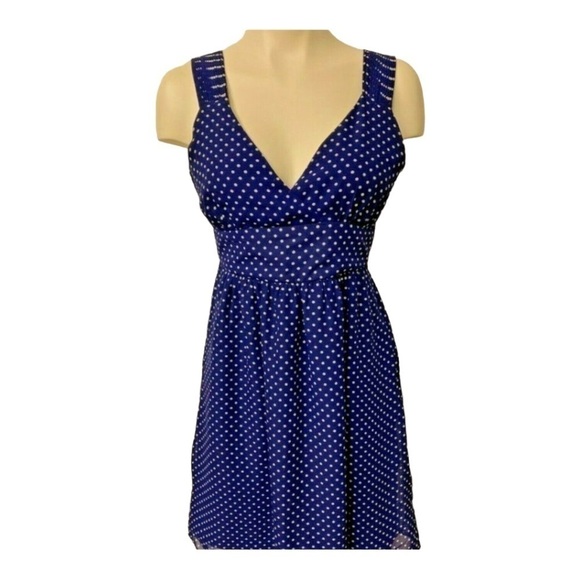GAP Blue Polka Dot Crossover Dress Size Small - Picture 12 of 12